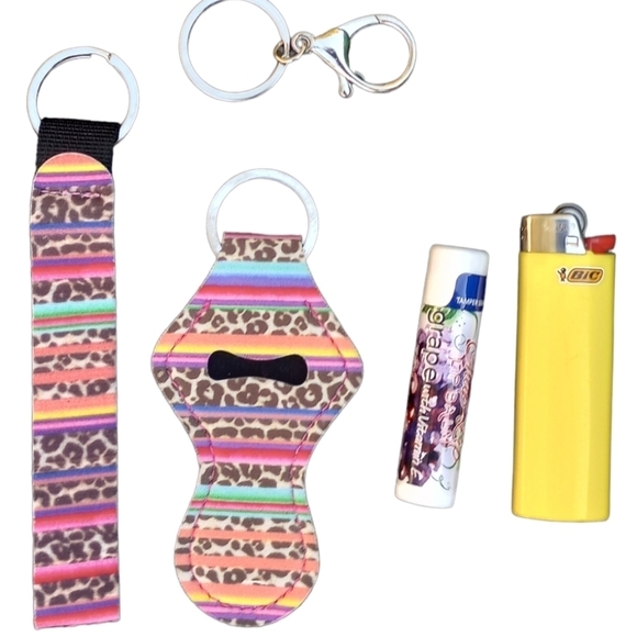 5 / $25 Lip Balm Holder Keychain Pineapple Lipstick Keychain Tropical Keyring - Picture 10 of 16